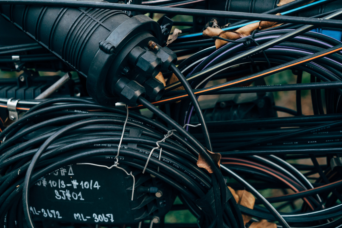 Close-Up Shot of Black Electric Wires